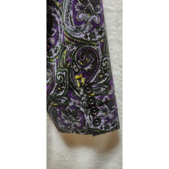 Talbots Women’s Blazer Size 12 Black Purple Paisley Single Button Lined Jacket - Picture 7 of 14